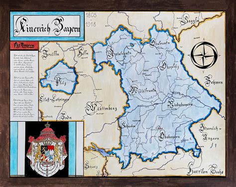 Map of the Kingdom of Bavaria Kinereich Bayern - Etsy