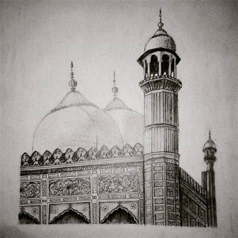 Mosque sketching in pencil Drawing by Mahpara yousaf | Saatchi Art