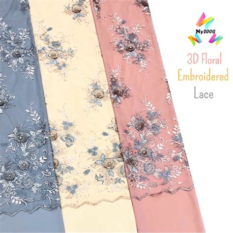 Exclusive 3D Floral Embroidered Lace & Plain Lining Fabrics / Wedding ...