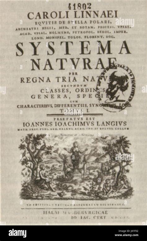 Linnaeus Systema Naturae cover 1760 Stock Photo - Alamy