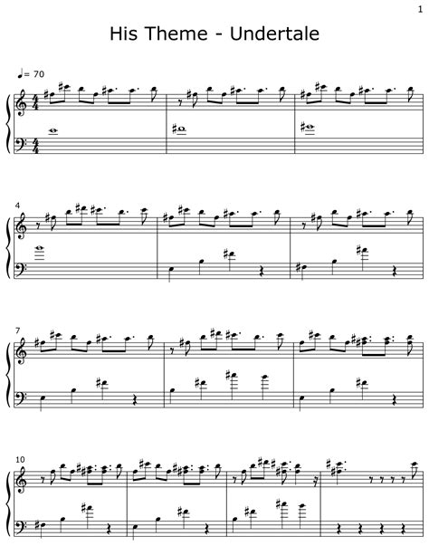 His Theme - Undertale - Sheet music for Piano