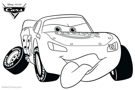 Cars Pixar Coloring Pages Lightning McQueen Line Drawing - Free ...