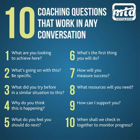 10 Top Coaching Questions | Coaching skills, Coaching questions, Good ...