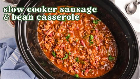 Slow Cooker Sausage and Bean Casserole | Tastes of Lizzy T