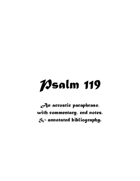 (PDF) Psalm 119 Acrostic Paraphrase with End Notes, Annotations, and ...