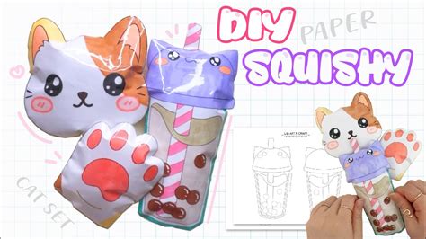 DIY Cute Cat Paper Squishy Set [FREE TEMPLATE] - YouTube