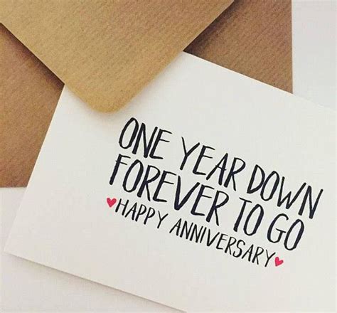 1st year wedding anniversary card, One year down, forever to go - Happy ...