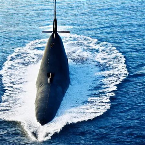 military submarine flying above surface of an ocean | Stable Diffusion ...