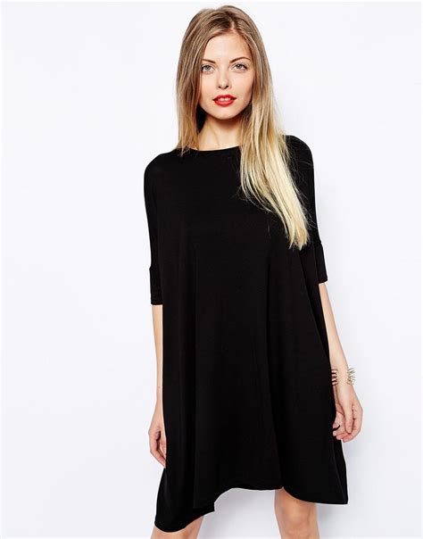 minimal black shirt dress // midi kleid / kleines schwarzes Maxi Dress ...