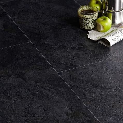 Black Slate Tile Effect LVT Click - Floor Depot