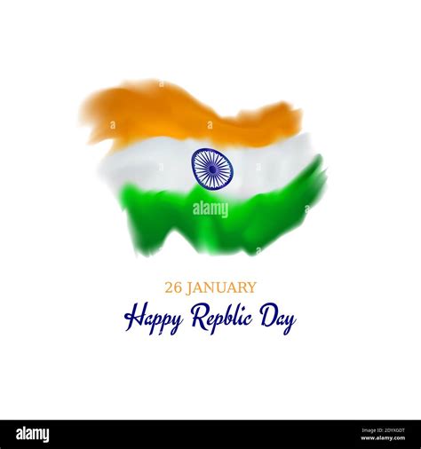 26 january india republic day. Stylized indian flag on a white ...