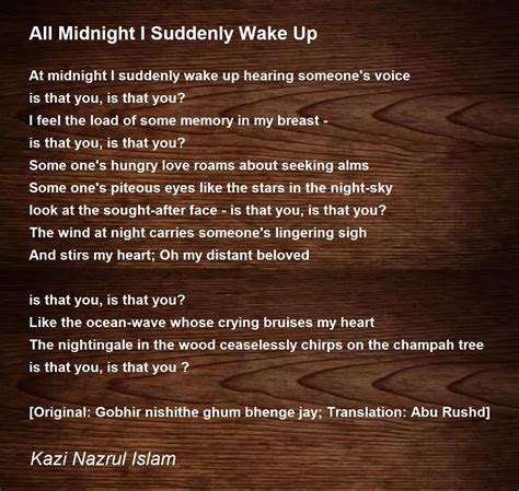 All Midnight I Suddenly Wake Up - All Midnight I Suddenly Wake Up Poem ...