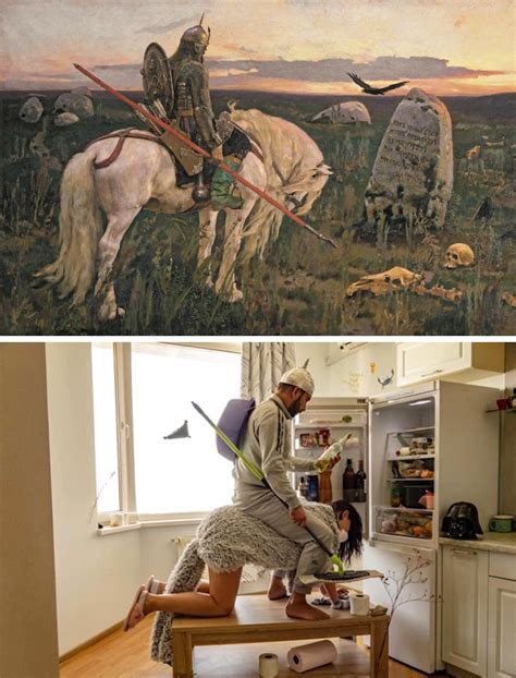 Isolation Art Challenge Has People Recreating Paintings in Their Homes