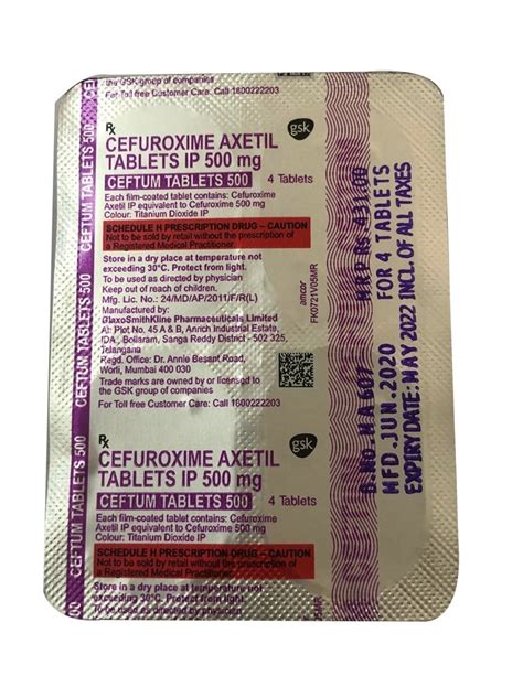 Ceftum 500mg Cefuroxime Axetil Tablets at best price in New Delhi | ID ...