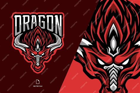 Premium Vector | Red dragon head mascot logo illustration