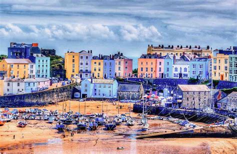 Tenby Castle Beach in Wales. City most colorful places in the world