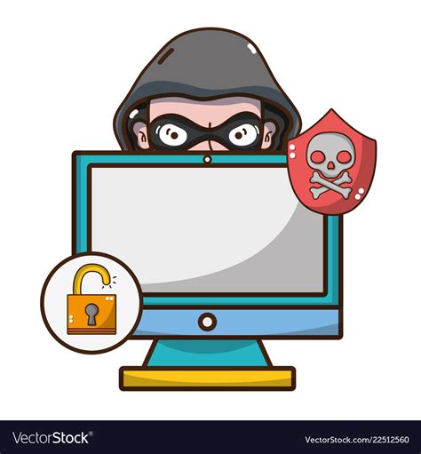 Cybersecurity threat cartoon Royalty Free Vector Image