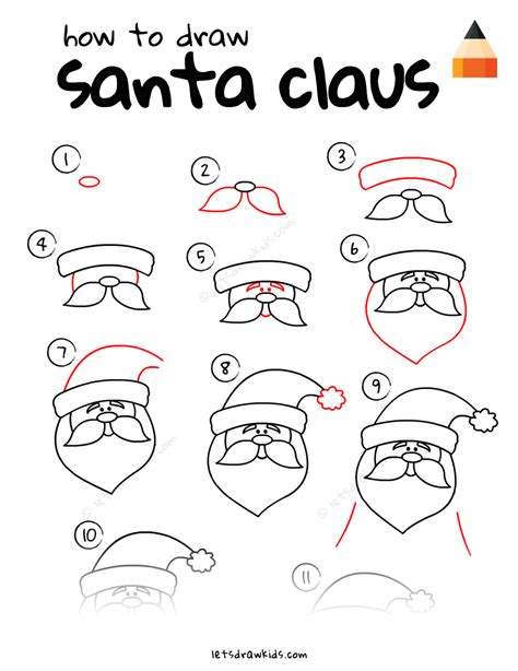 Easy Step By Step Cartoon Easy Step By Step Santa Claus Drawing : Draw ...