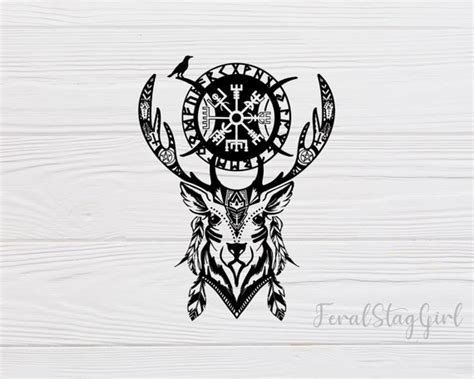 Stag SVG / Viking SVG / Antlers SVG / Viking Compass Svg - Etsy Finland