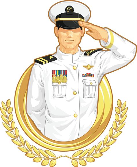 Military Officer Salute Army Air Force Navy General Cartoon Drawing ...