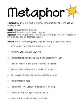 Metaphor worksheet by LisaMillerPhotos | Teachers Pay Teachers