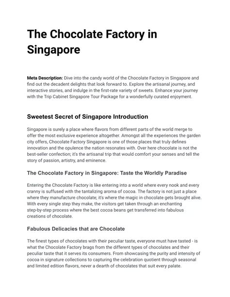 PPT - The Chocolate Factory in Singapore (1) PowerPoint Presentation ...