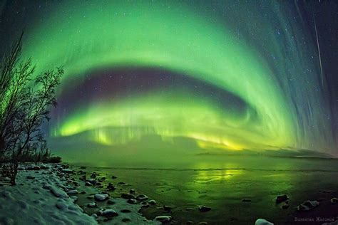 Northern Lights in the sky over Murmansk region, Russia. Photo taken by ...