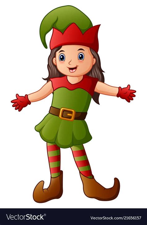 Cartoon christmas elf presenting Royalty Free Vector Image | Christmas ...