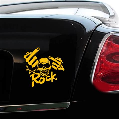 Funny Skull Sticker Rock Music Car Sticker Reflective Car Stickers And ...