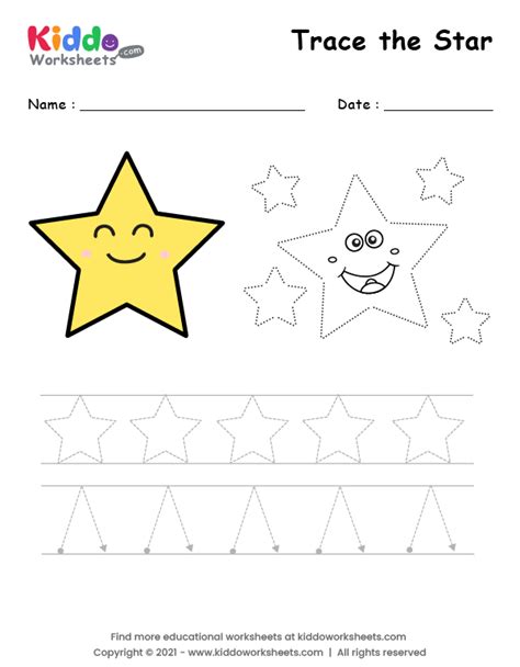 Free Printable Star Shape Tracing Worksheet - kiddoworksheets