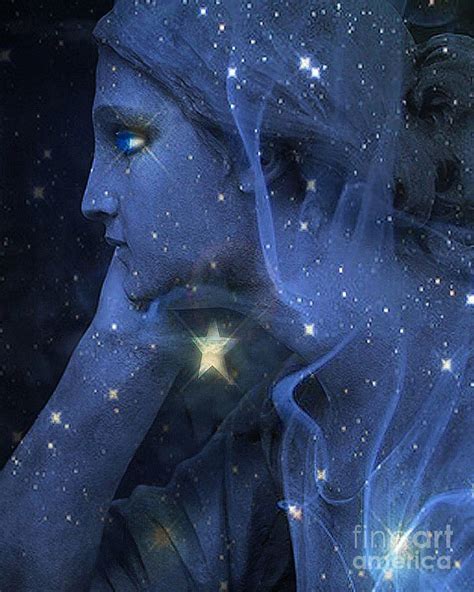 Surreal Fantasy Celestial Blue Angelic Face With Stars Photograph by ...