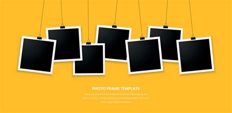 seven photo frames on yellow background design 7437900 Vector Art at ...