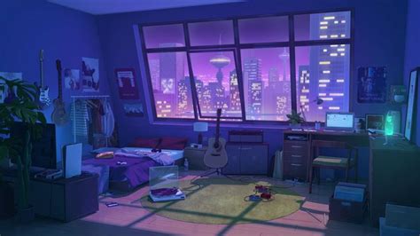 Purple Bedroom | Anime house, Bedroom drawing, Desktop wallpaper art