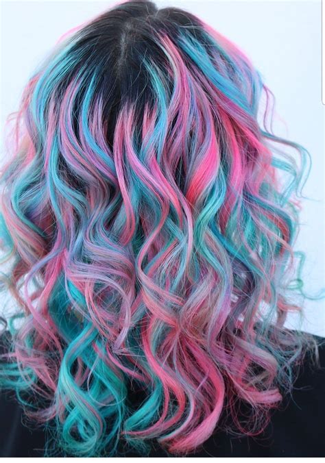 Love this pink and blue hair. The curls really make the color pop. # ...