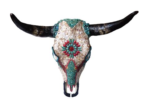 Nice Native American Wall Decor #1: Native American Turquoise Cow Skull ...