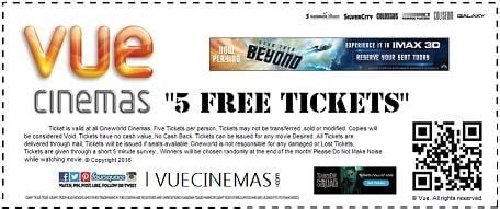 The "Get 5 Free Tickets of any Movie at Vue Cinemas" Promotion is a ...