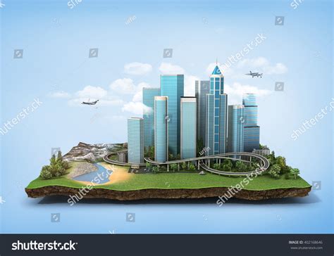 Concept Eco City Modern City Skyscrapers Stock Illustration 402168646