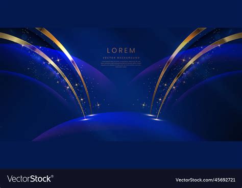 Abstract gold curved on dark blue background Vector Image