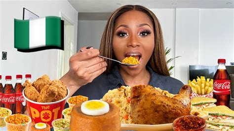 NIGERIAN FAST FOOD MUKBANG | JOLLOF RICE, SALAD, RICE & BEANS, ROASTED ...