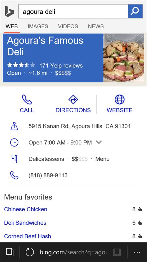 Bing adds “Menu Favorites” to mobile search results for restaurants ...