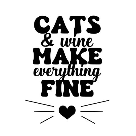 Cat Quotes Typography Black and White for print 15572254 Vector Art at ...