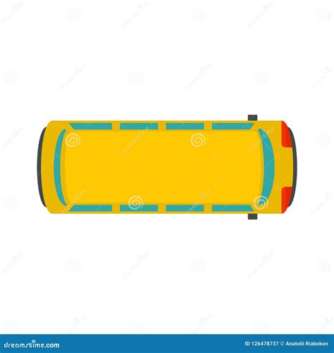 Top View School Bus Icon, Flat Style Stock Vector - Illustration of ...