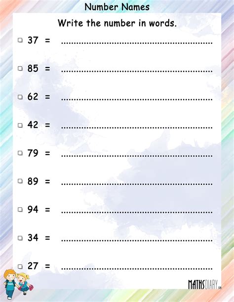 Write Numbers in words - Math Worksheets - MathsDiary.com