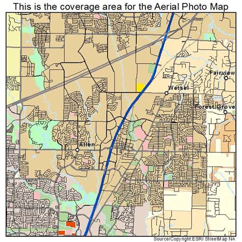 Aerial Photography Map of Allen, TX Texas