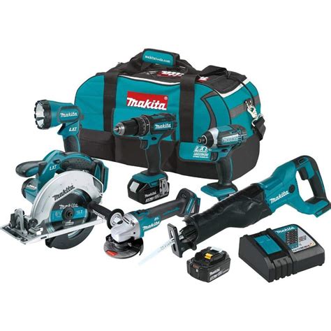 Makita 18-Volt LXT Lithium-Ion Cordless Combo Kit (6-Piece) with (2 ...