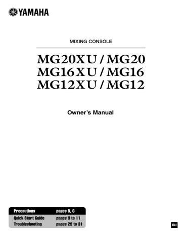 Yamaha MG12XU Owner's manual | Manualzz