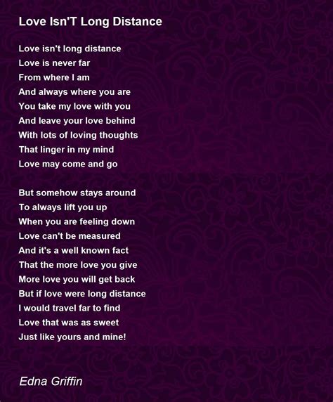 Love Isn'T Long Distance Poem by Edna Griffin - Poem Hunter