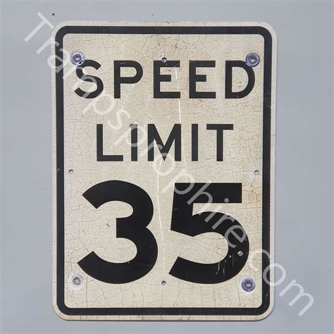 Original American White Speed 35 MPH Limit Sign | Tramps Prop Hire