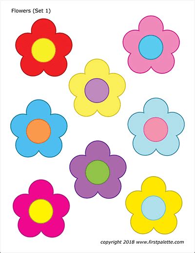 Printable Colored Five-Petal Flowers | Flower templates printable ...