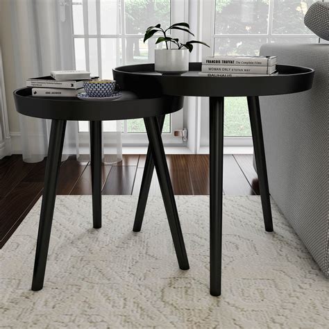 Nesting End Tables Circular Contemporary Deco by Lavish Home, Set of 2 ...